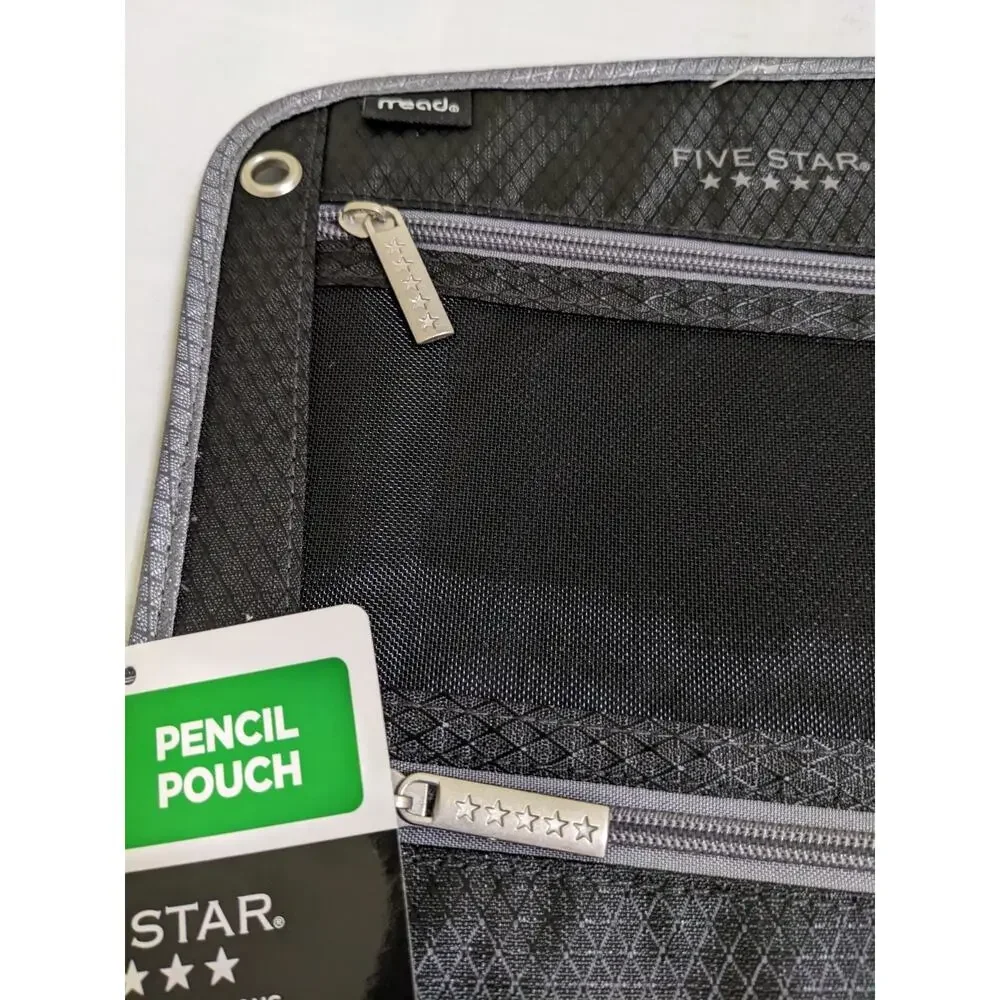 Mead Five Star Pencil Pouch Binder 3 Zipper Compartment Back To School Supply